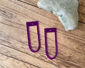 Purple Geometric Acrylic Connector Charm - Laser Cut Earring Blank for DIY Jewelry Making