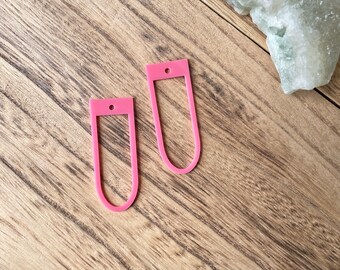 Modern Geometric Acrylic Earring Connector: Pink Laser Cut Charm for DIY Jewelry Making Supplies