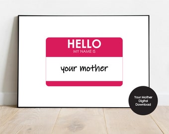 Lámina artística con el nombre de tu madre, regalo divertido para una amiga (descarga digital)