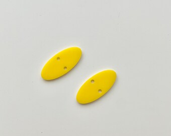 Yellow Oval Acrylic Earring Blanks: Two Hole DIY Jewelry Supply