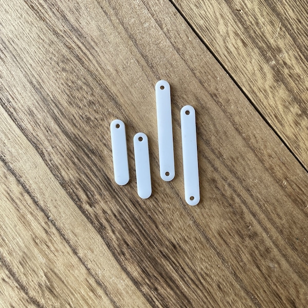 Two Hole Connector, White Acrylic Bar Connectors, Laser Cut Earring Blanks