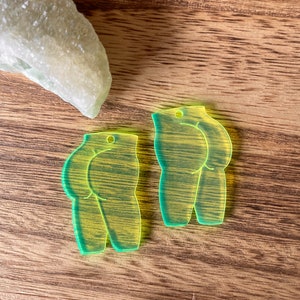 Fluorescent Green Acrylic Earring Blanks & Booty Charms for DIY Jewelry Making - Fun Components