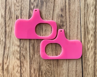 Mid Century Modern Inspired, One-Hole Cutout Charms, Pink Acrylic Blanks for Earrings