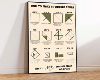 Fortune Teller DIY Art Print: Retro Origami How-to Guide (Digital Download)