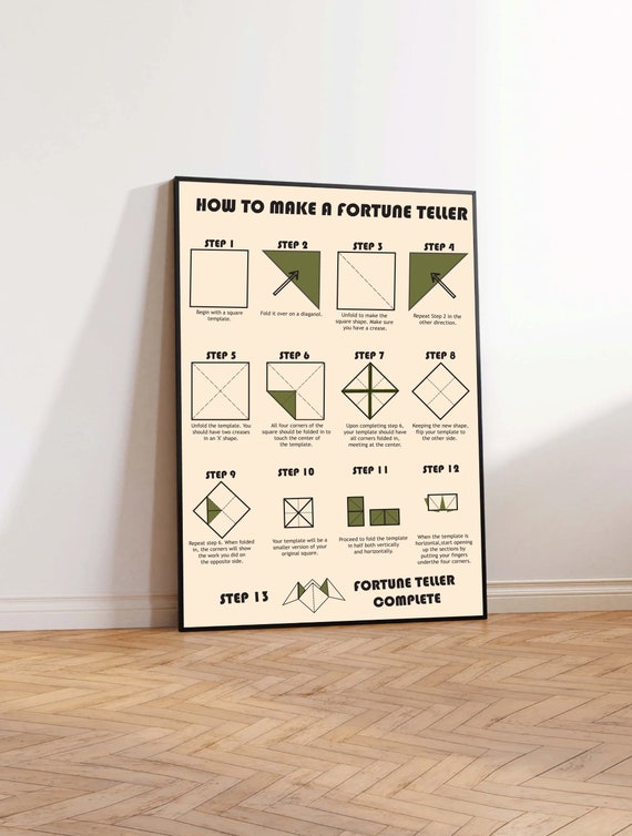 Fortune Teller DIY Art Print: Retro Origami How-to Guide (Digital Download)