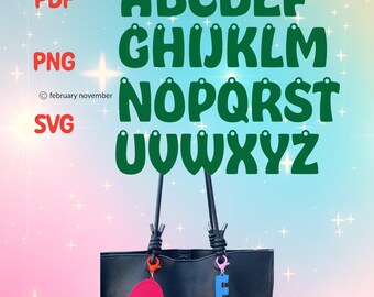 Bubble Letter Handbag Charms SVG: Font PDF, Letter Keychains (Digital Download)