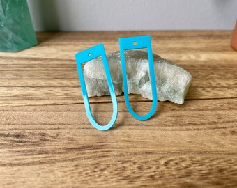 Turquoise Geometric Acrylic Earring Connectors - Laser Cut Charms for DIY Jewelry Making Supplies