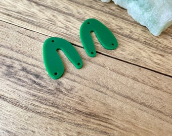 3-Hole Acrylic Connectors, Earring Pieces for Jewelry Making, Green Earring Blank Charms, Arch Earrings