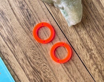 Pink Acrylic Circle Charm Connector: Geometric Earring Blanks