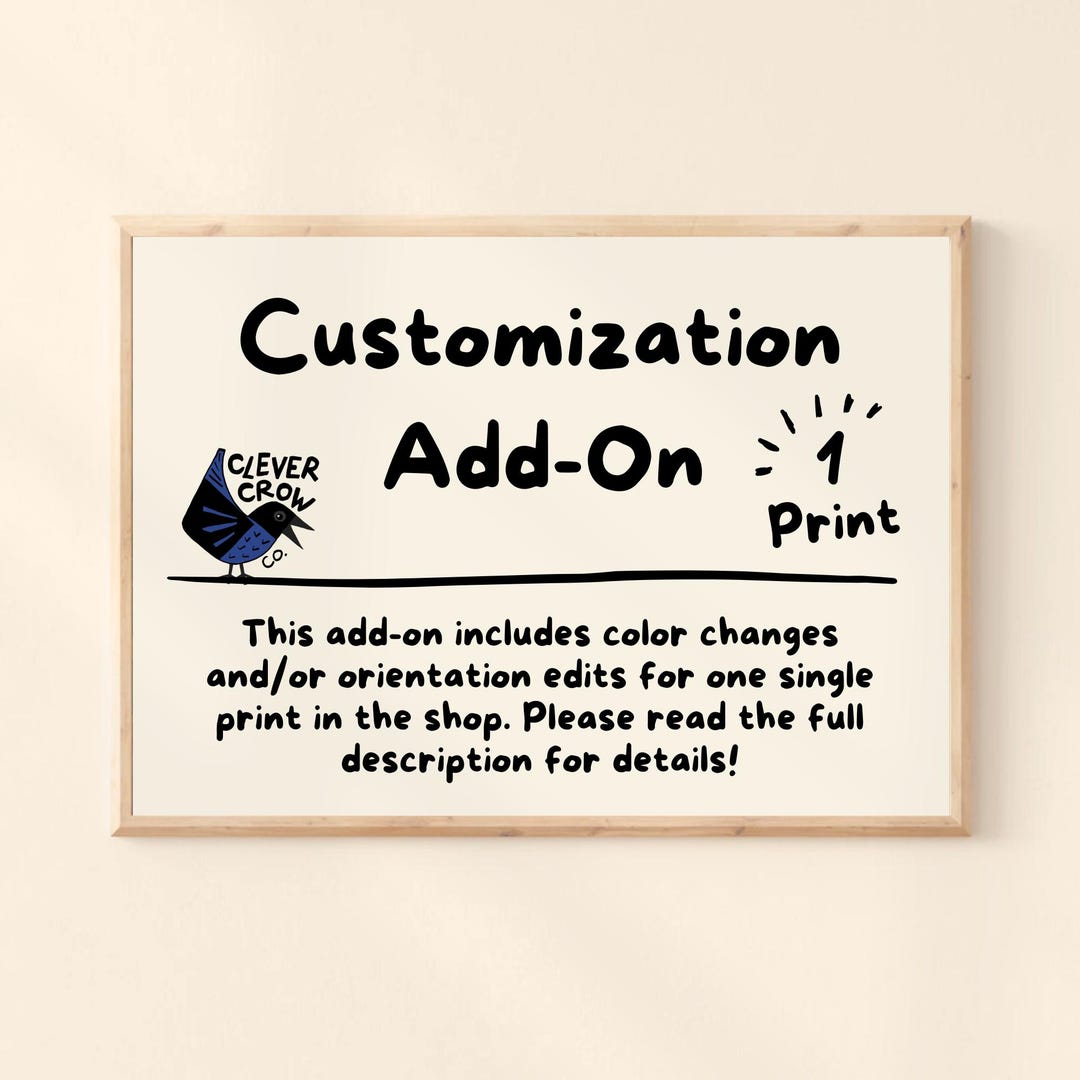 Customization Add-on for One Digital Print, Custom Edit Listing ...