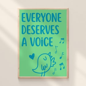 Everyone Deserves A Voice SLP Room Sign Speech Therapy Poster SLP Wall Art Room Decor School Therapist Office Print Cute Language Printable