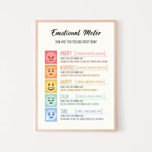 Feeling Meter Printable rainbow thermometer feelings chart how are you today toddler emotions poster learning self regulation calming corner