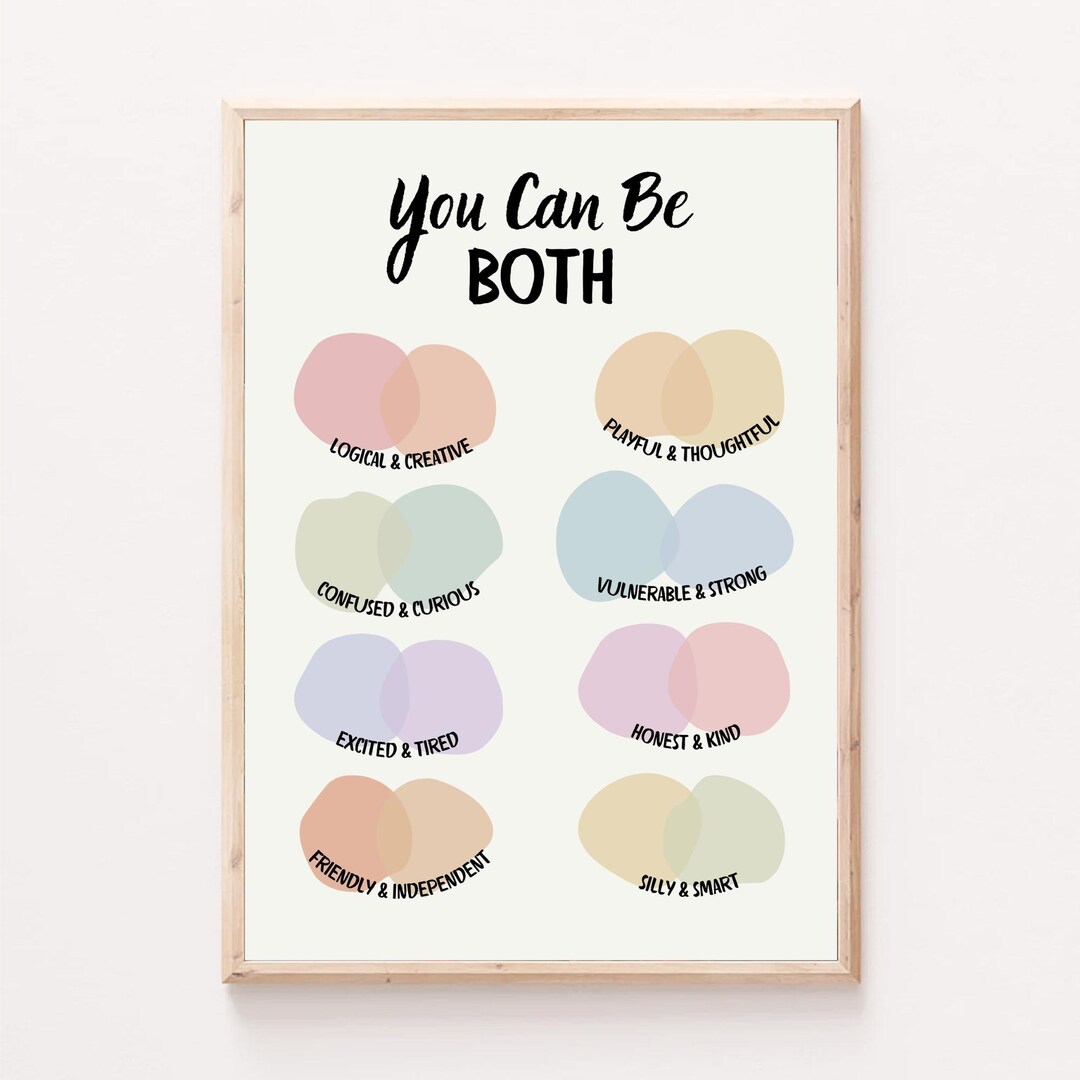 You Can Be Both Duality Poster Therapy Office Wall Decor Psychology Art ...