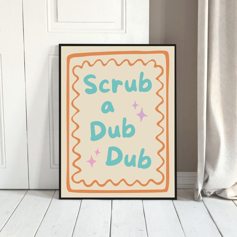 Bathroom Wall Art Print Set of 3 Splish Splash Scrub A Dub Dub Squeaky ...