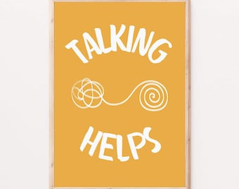 Talking Helps Print Therapist Art Talk Therapy Office Decor School Counselor Room Poster Psychology Printable Trendy Mental Health Artwork