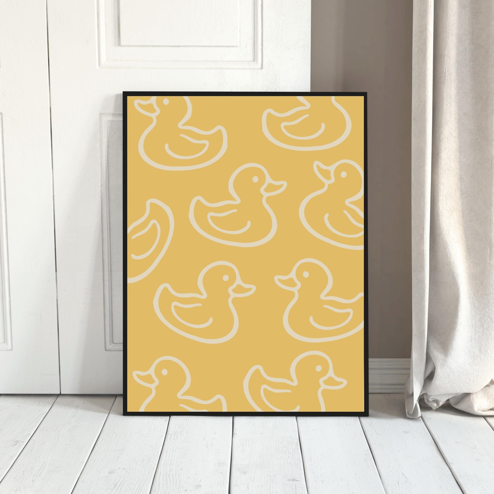 Bathroom Rubber Ducky Print Yellow Duck Wall Art Washroom Decor Kids ...