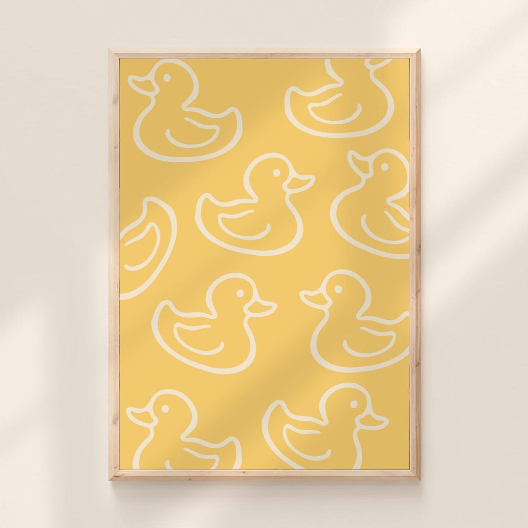 Bathroom Rubber Ducky Print Yellow Duck Wall Art Washroom Decor Kids ...