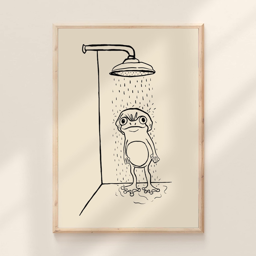Funny Frog Bathroom Art Print Cute Animal Shower Wall Art Printable ...