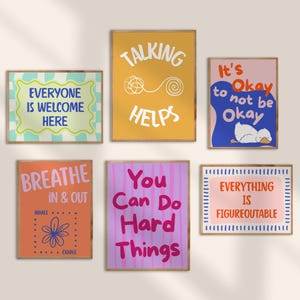 Therapy Counseling Posters Set of 10 School Counselor Therapist Office Wall Decor Printables Mental Health Child Psychology Art Print Quotes
