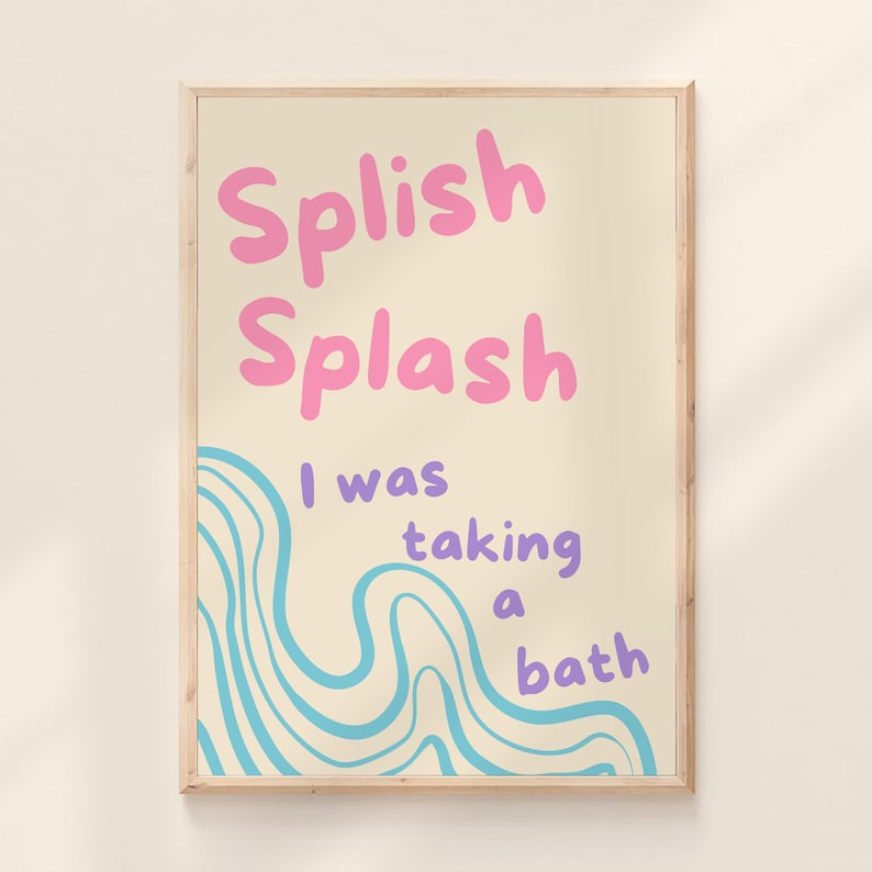 Bathroom Duck Art Set of 6 Rubber Ducky Prints Splish Splash Scrub A ...