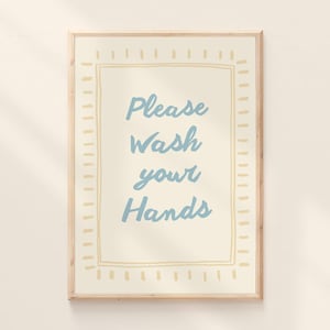 Was je handen alsjeblieft print badkamer muurkunst citaat teken salie kinderen wasruimte regels decor afdrukbare eigenzinnige toilet toilet poster