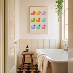 Bathroom Duck Art Bath Time Wall Decor Print Playful Cute Fun Washroom ...