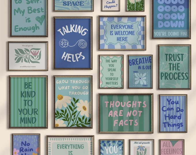Green Office Wall Art | Set of 25 PRINTABLES, Home Office Decor Office ...