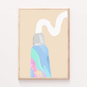 Impresión de arte dental moderno, pasta de dientes imprimible, decoración de oficina de clínica de odontología, póster de arte de pared de dentista, obra de arte de baño pastel, pintura vintage