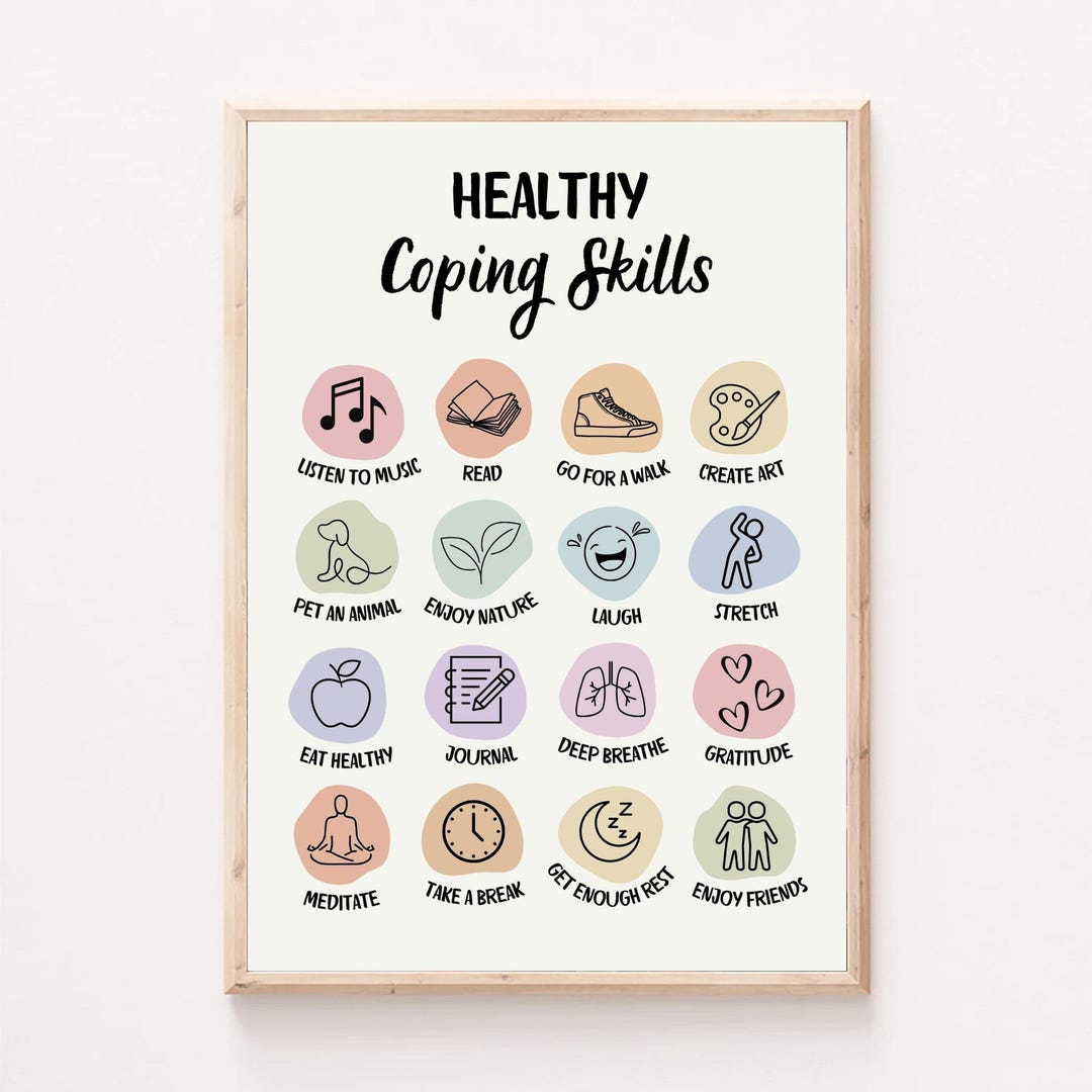 Healthy Coping Skills Psychology Art Print Therapy Office Wall Decor ...