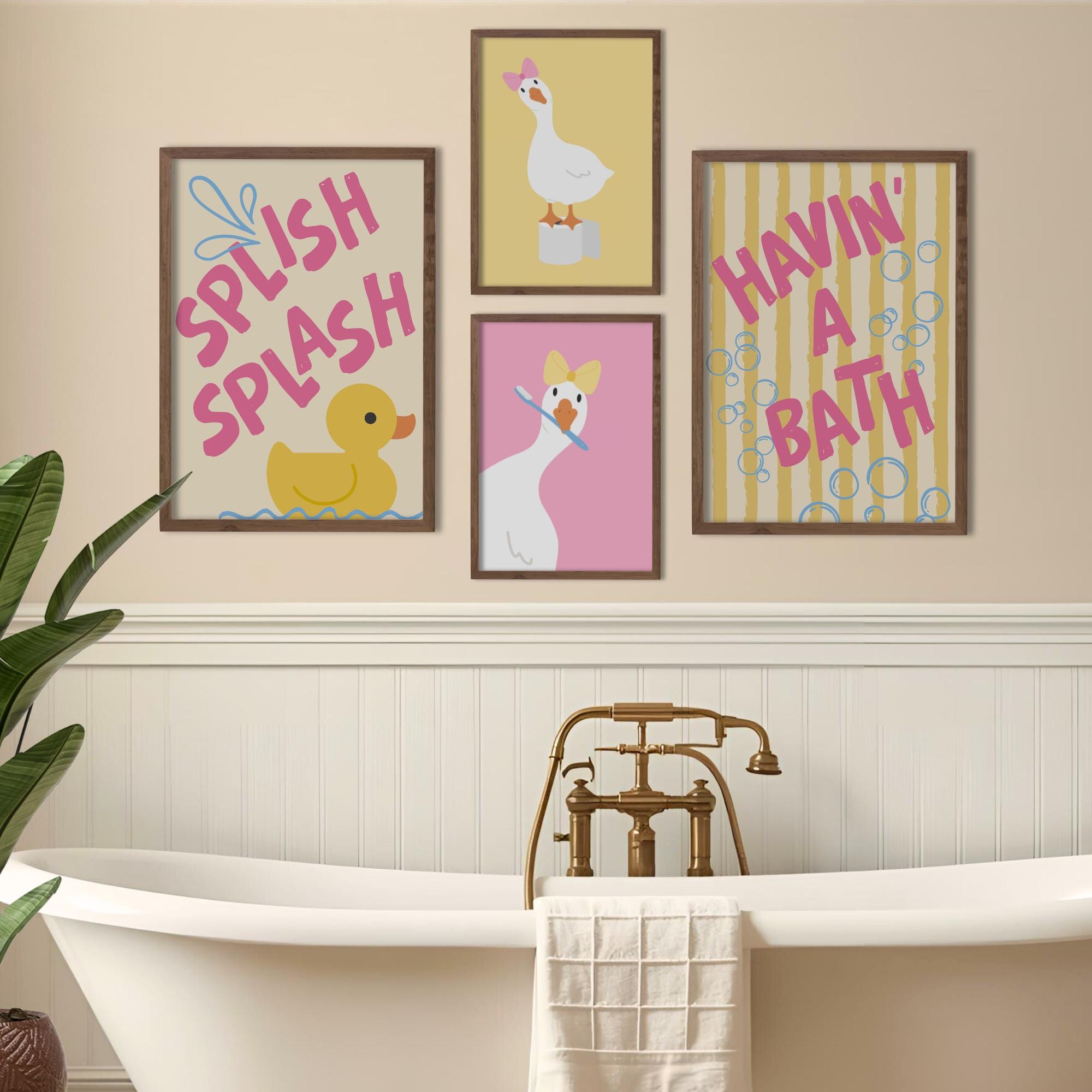 Splish Splash Havin A Bath Set of 10 Bathroom Art Prints Little Girl ...