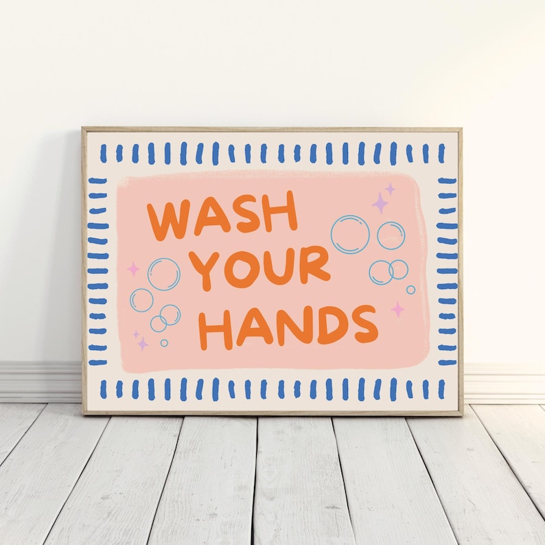 Bathroom Wall Art Set of 6 Printable Posters Fun Rubber Duck Wash Your ...