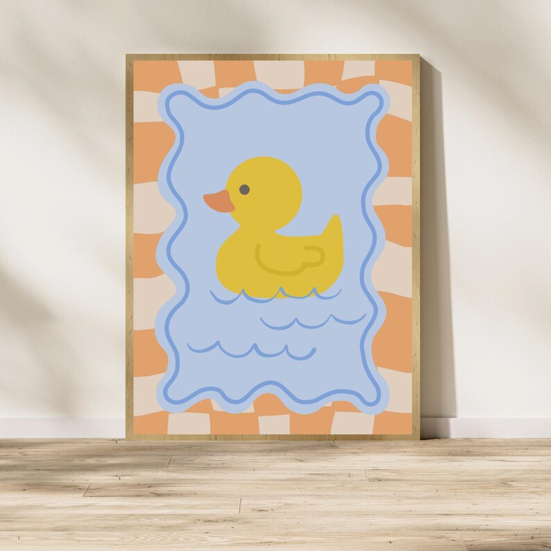 Rubber Ducky Print Bathroom Wall Art Colorful Duck Bath Printable Cute ...