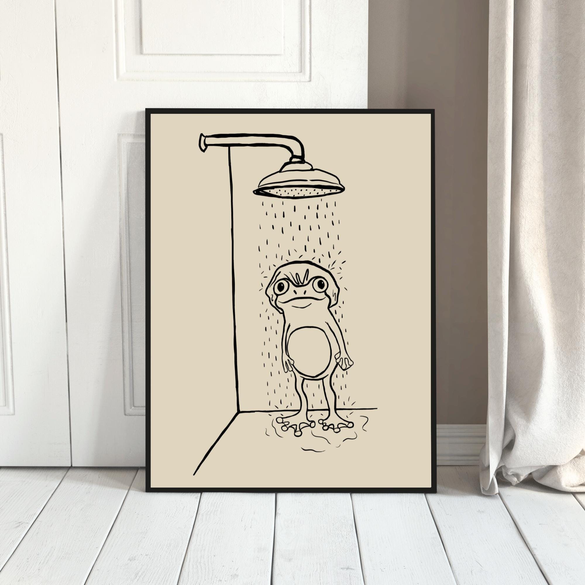Funny Frog Bathroom Art Print Cute Animal Shower Wall Art Printable ...