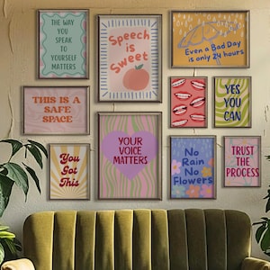 Speech Therapy Poster Set of 10 SLP Wall Art Speech Room Sign SLP Office Decor Prints Fun Colorful Language Communication Artwork Printables