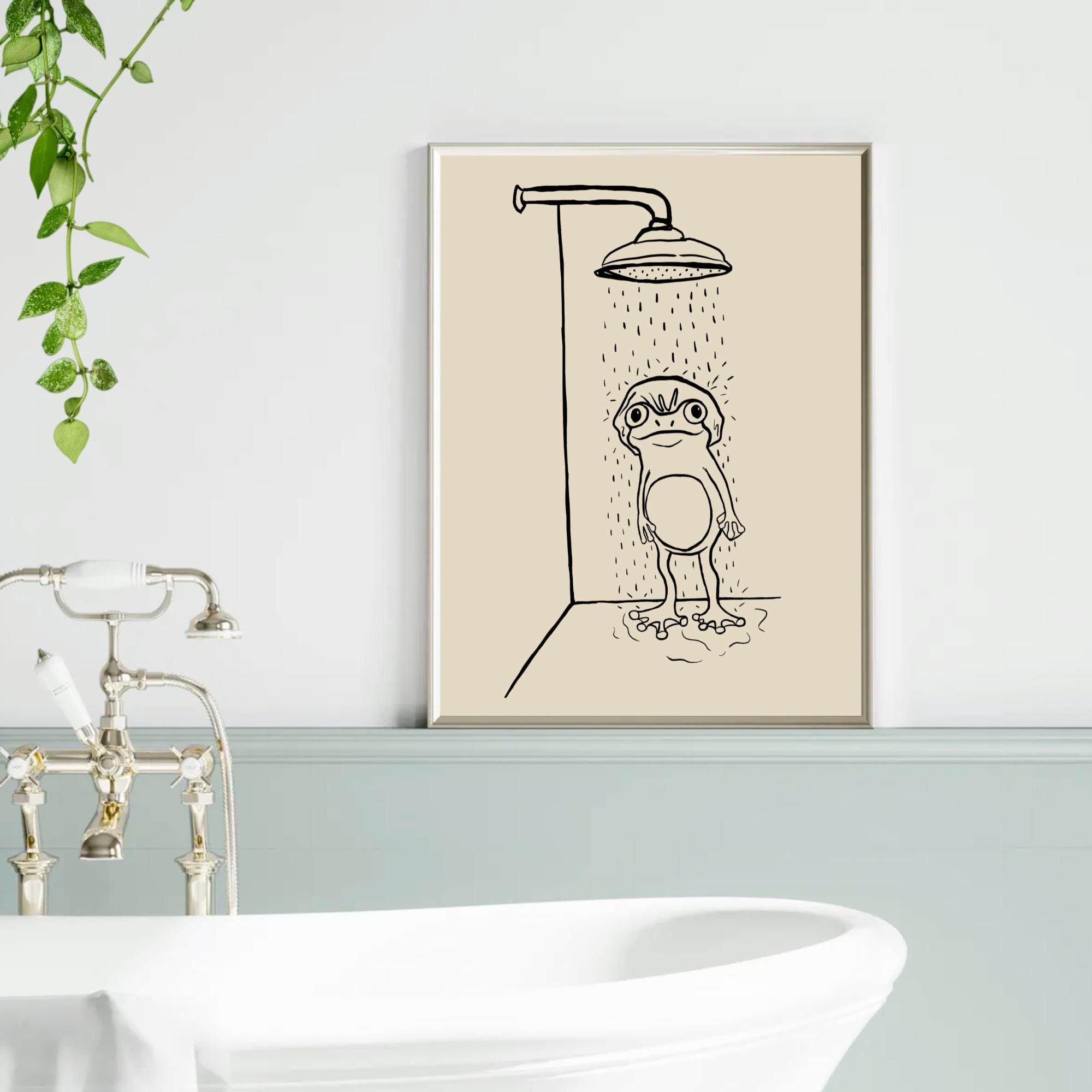 Funny Frog Bathroom Art Print Cute Animal Shower Wall Art Printable ...