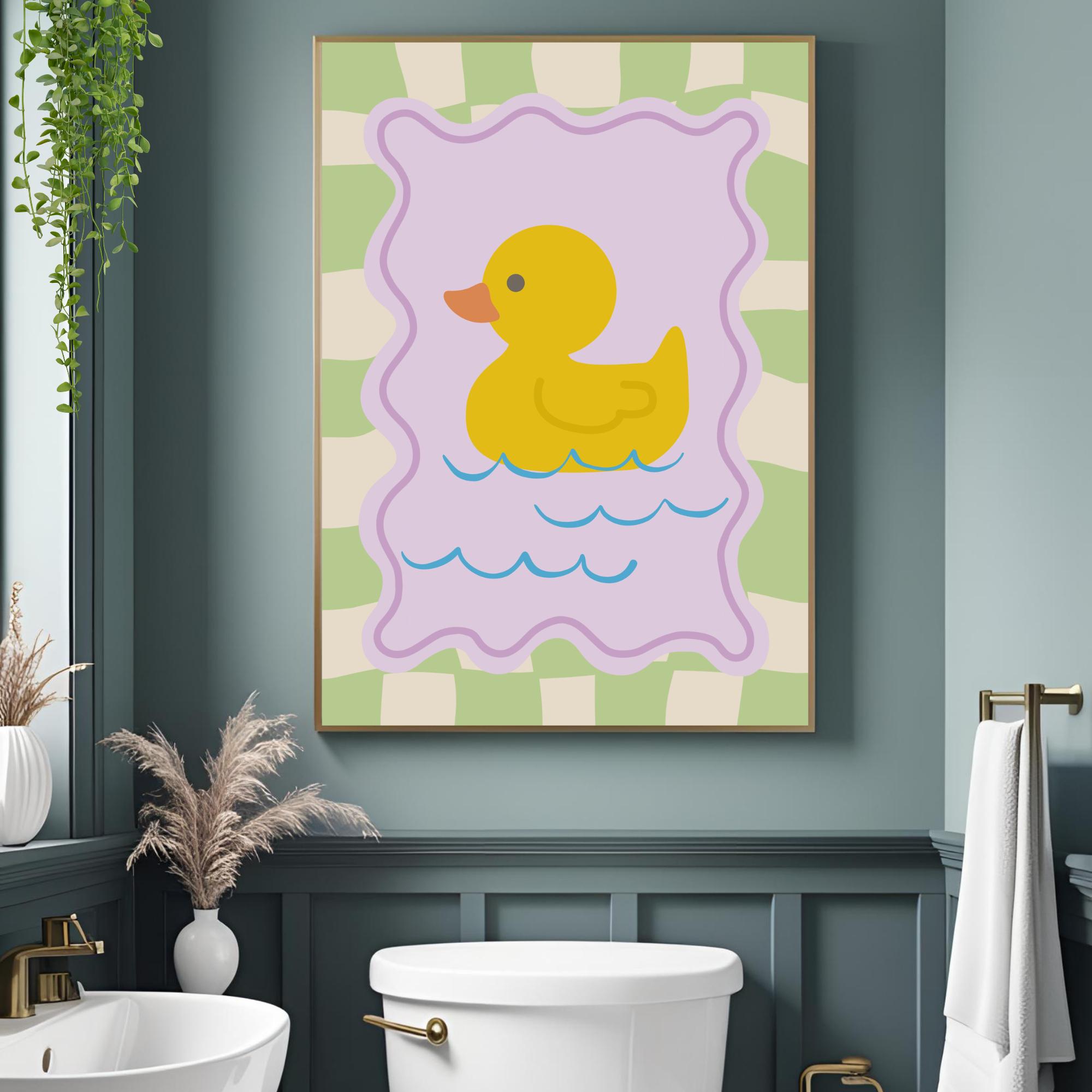 Splish Splash Scrub A Dub Dub Duck Bathroom Print Set Kids Bathtub ...