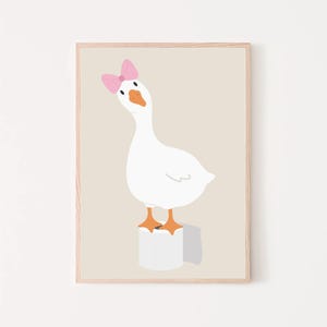 Silly Goose On Toilet Paper Roll Print Bathroom Wall Art Pink Bow Cute Funny Kids Washroom Restroom Poster Nursery Decor Trendy Aesthetic