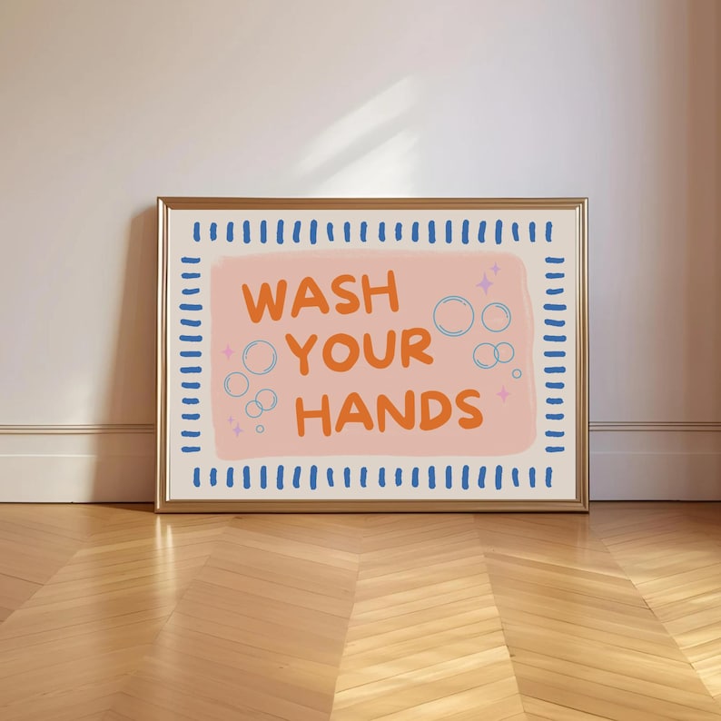 Bathroom Wall Art Set of 6 Printable Posters Fun Rubber Duck Wash Your ...