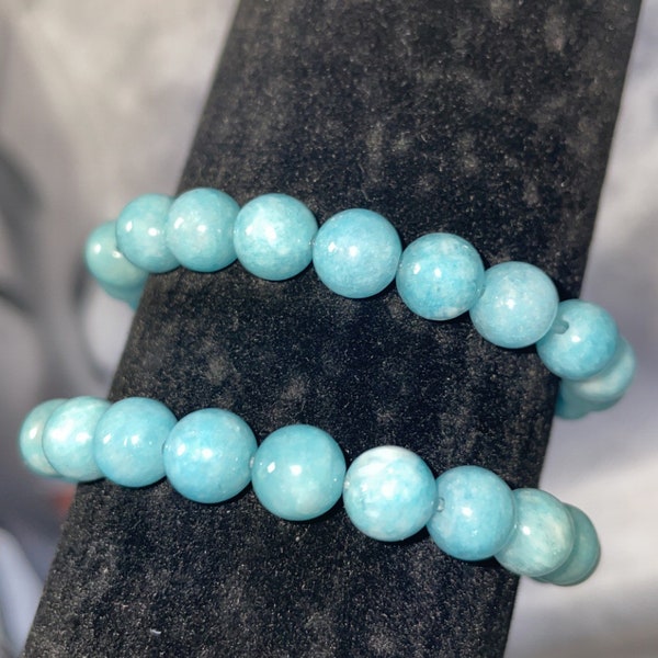 Aquamarine bracelet, beaded bracelet