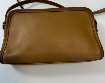 Vintage 1990s Coach British Tan Leather Crossbody Bag, Minimalist USA Purse