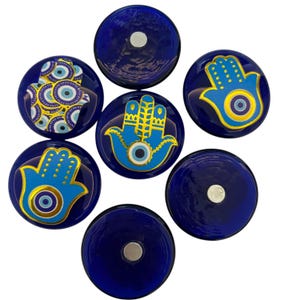 Hand-Painted Evil Eye Fridge Magnet: Murano Glass Nazar Charm