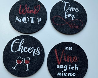 Coasters, wine, felt coasters, wine sayings, gift, birthday gift