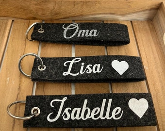 Personalized key ring made of felt / individual gift / guest gift / gift / name tag