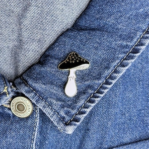 Black Mushroom Enamel Pin