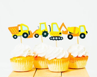 Construction Car Cupcake Topper | Birthday Decoration Kit