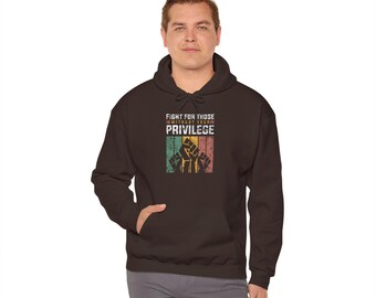 Fight For Those Without Privilege Hoodie | Raised Fist Retro Stripes