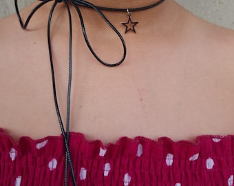 Korean Rope Tie Choker Star Necklace Y2K