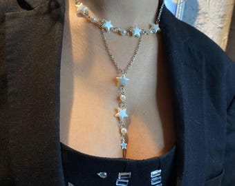 Handmade Star and Pearl Necklace: Minimalist Celestial Jewelry