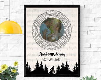 Wedding Picture, Song, and Star Chart Customized Digital Image