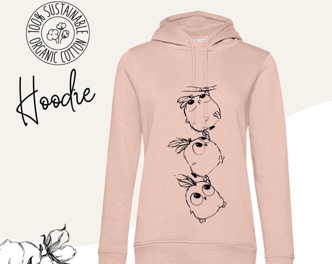 Women's Hoodie, Sweater Women's hoodie with unique prints made of organic cotton "sweet birds"